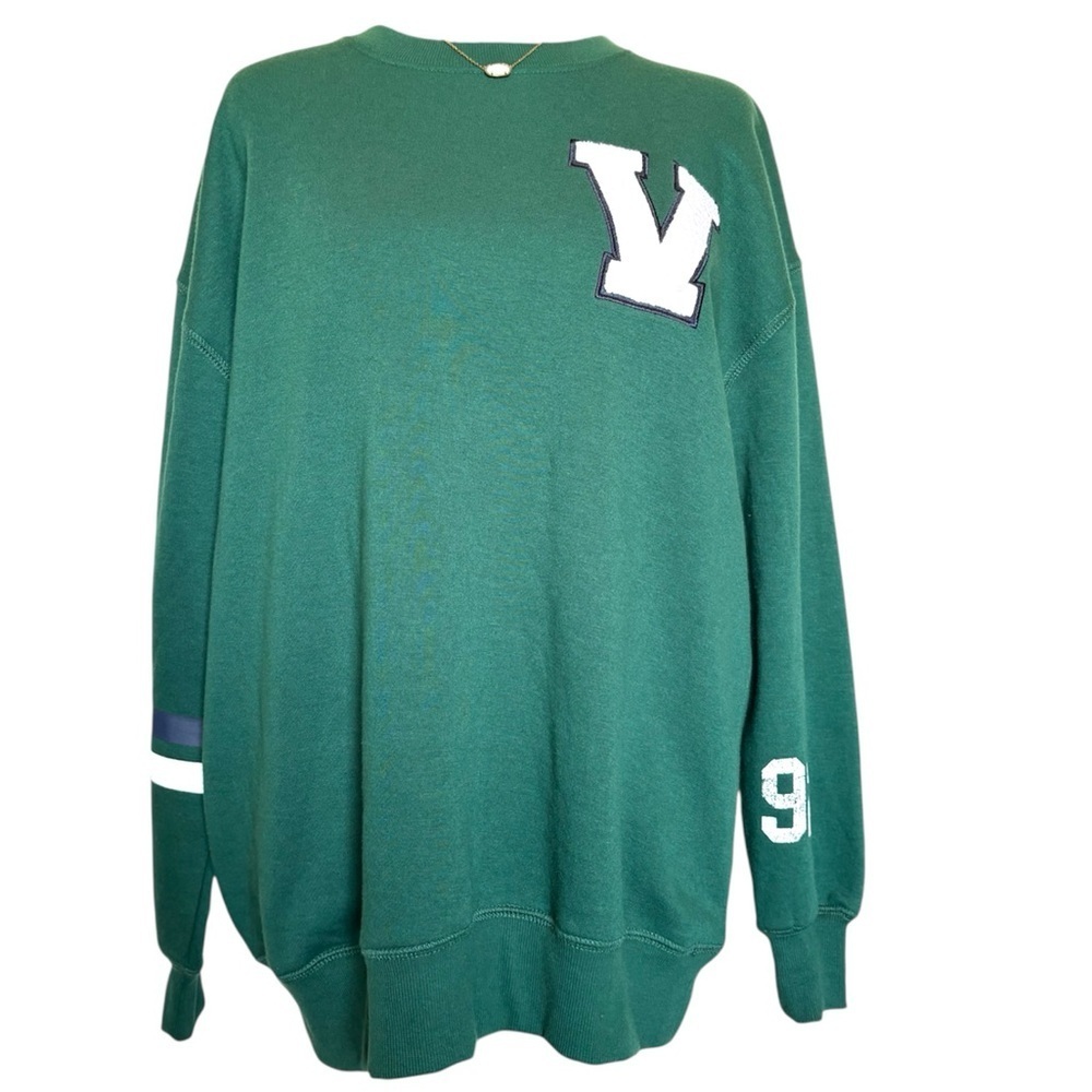 NWT Oak & Trellis Woman’s XS Green Oversized Long Sleeve Embroidered SweatShirt - Picture 2 of 11